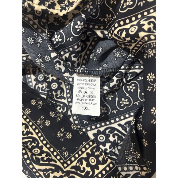 Hayden Los Angeles Tank Top Patchwork Print Black Cream Plus Size 1X - Picture 5 of 5